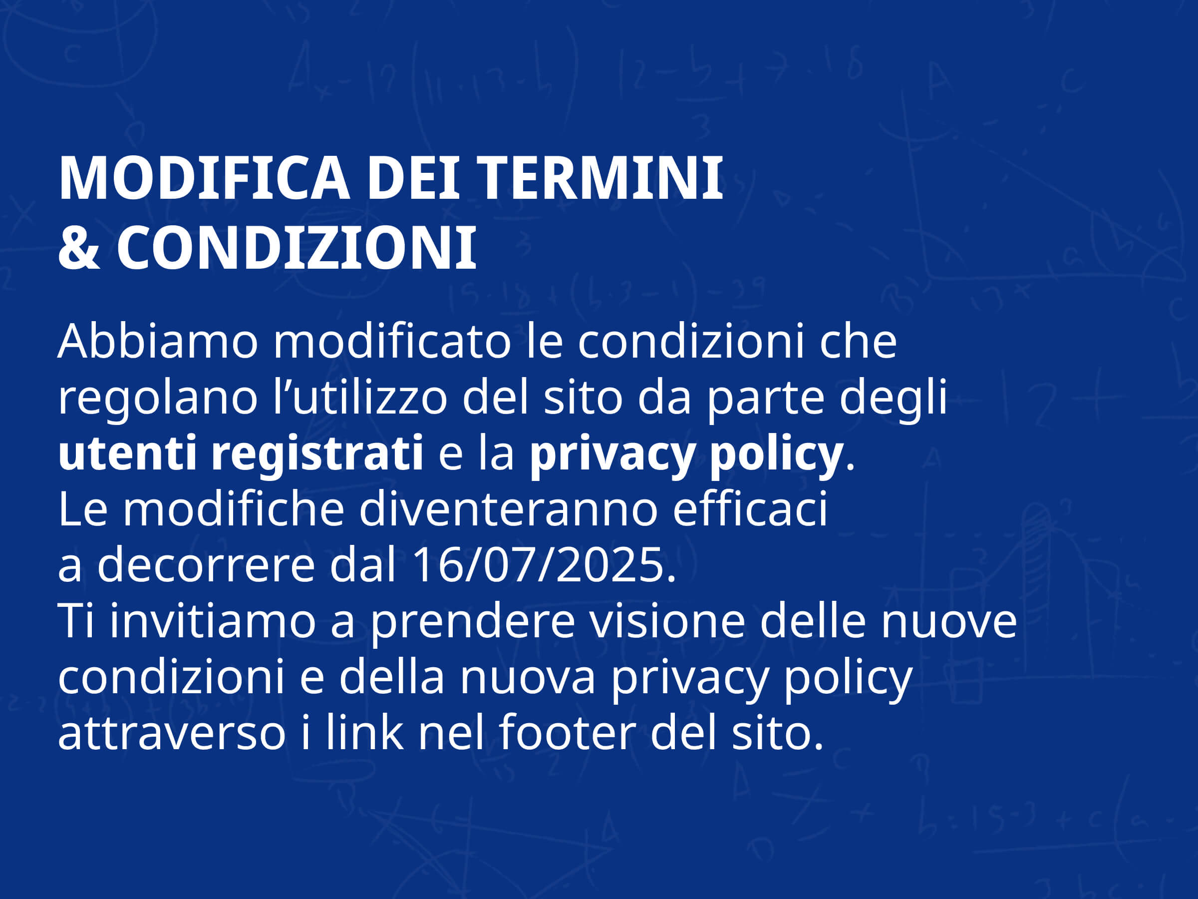 Modifica dei termini & condizioni